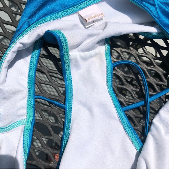 Billabong Glittery Blue Cut Out One Piece size L - Picture 8 of 10